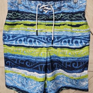 Speedo Blue Green Patterned Swim Trunks Size M